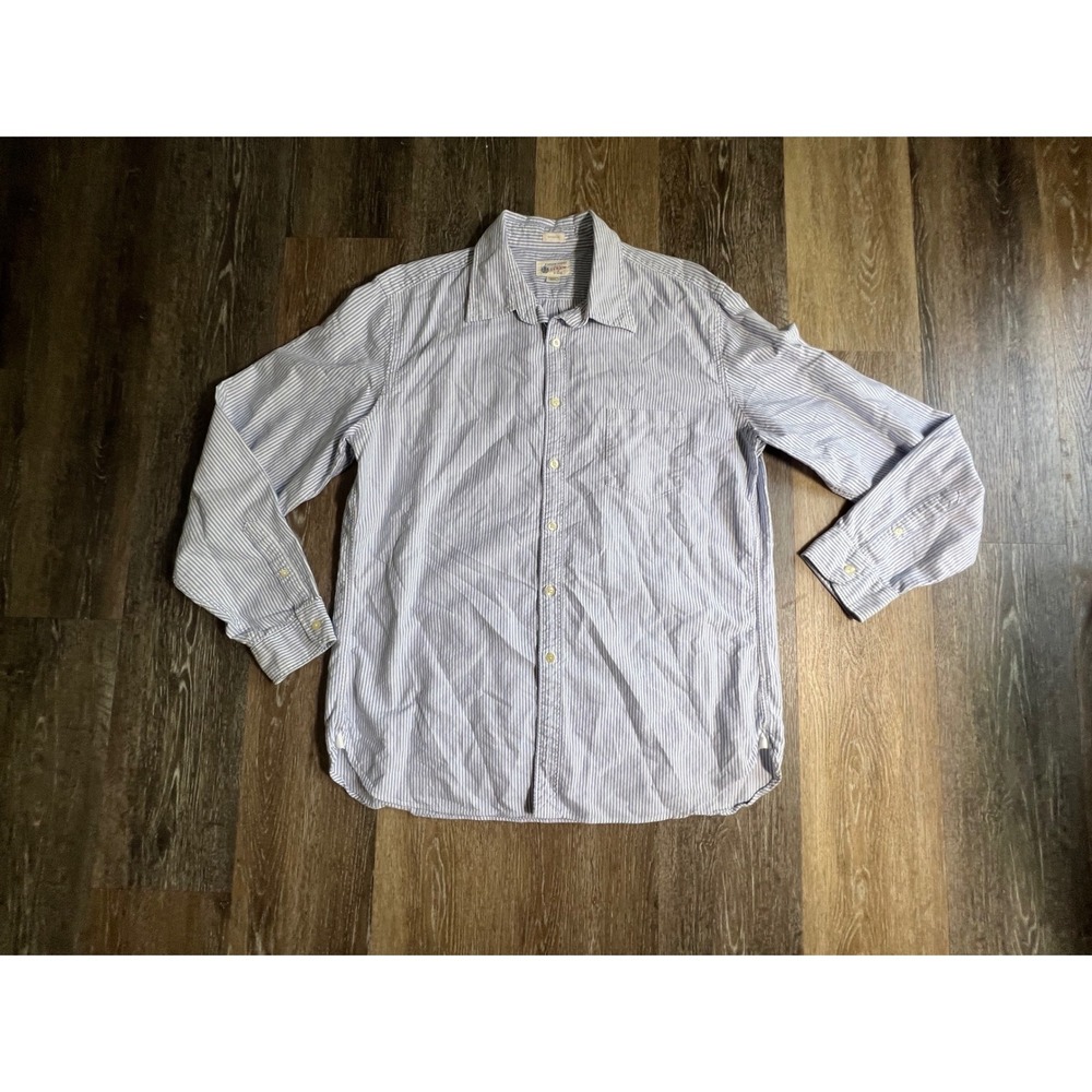 J.Crew Vintage Oxford Button Down Mens XL Blue White Striped Tailored